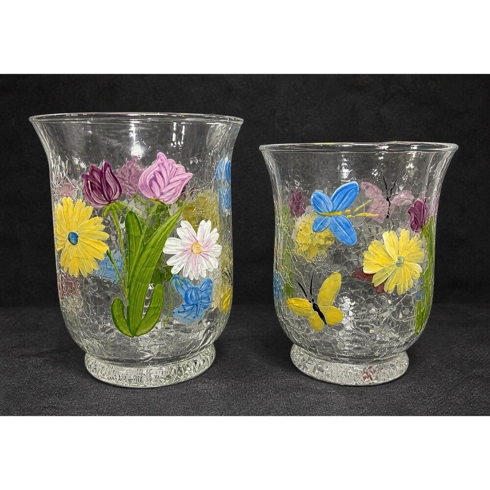 Vintage Clear Glass Candle Holders Set of 2 Ribbed Votive / Pillar